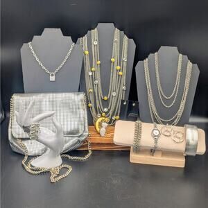 Moonlit Metallics – 12-Piece Silver Shine Jewelry & Purse Curated Set